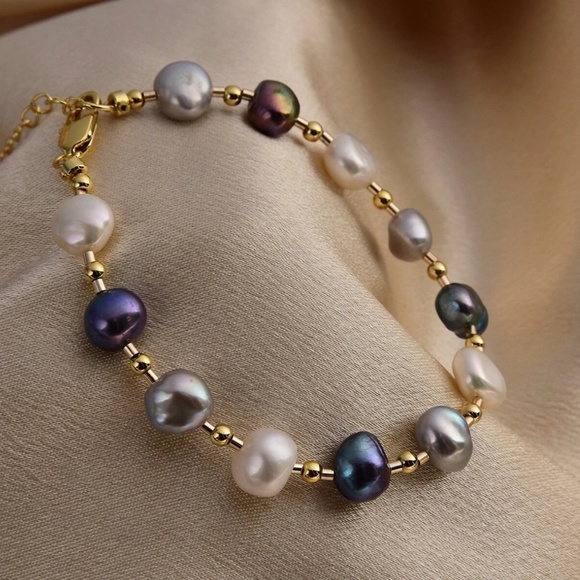 Gold Plated Gold Luck Cultured Pearl Bracelet - Picture 3 of 3